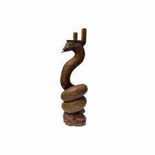 Vintage Hand Carved Wooden Sculpture Snake 17 Inches Tall picture