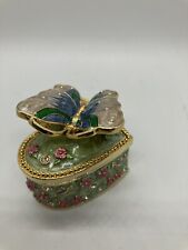 Jeweled Heart Jewelry Ring Trinket Box Butterfly, Things Remembered NO ENGRAVING picture
