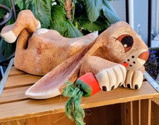 ​Whimsical Folk Art Cottonwood Rabbit Figurine by Rory Alvarez – Signed & Dated picture