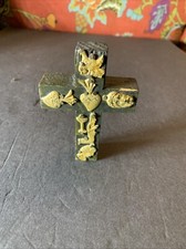 Vintage CHEMA Milagro Cross Mexican Folk Art Metal Wood Cross 5 1/4