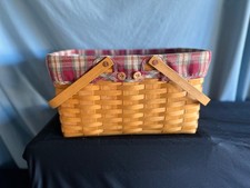 Vintage Longaberger 2002 Swing Handles Picnic Basket Lined Large 16x12x 9 picture