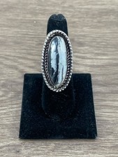 NAVAJO WHITE BUFFALO & STERLING RING, STAMPED FRED, SIZE 6 (WCP021817) picture