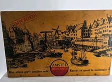 Vintage Amstel Holland Wooden Beer Crate Dutch Brewery Box Graphic Bar Decor picture