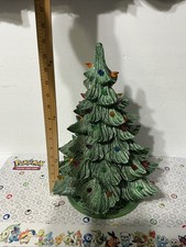 VTG Nowells Mold Green Ceramic Christmas Tree - Attached Base - No Cord picture