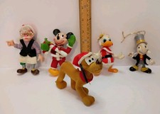 Disney Christmas Ornaments Vintage Molded Plastic Flocked Lot Of Y Mickey Donald picture