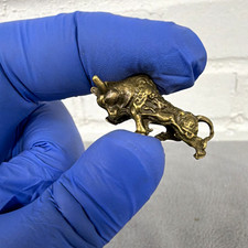Small Gold Metal Bull Figurine, Antique Finish Animal Theme Adult Decor picture