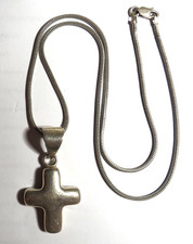 VTG 925 STERLING SILVER CROSS PENDANT NECKLACE CHAIN 18
