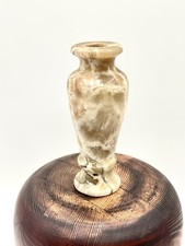 Gorgeous Egyptian Alabaster Stone Marble Swirl Caramel Hand-Carved Vase 5” Tall picture