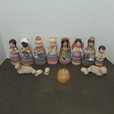 Vintage Mexican Tonala Clay Nativity Set 15 Pc Nacimiento Folk Art Hecho En... picture