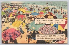 1948 Ocean City NJ Beach Linen Postcard Humorous Caption Vintage Jersey Shore picture