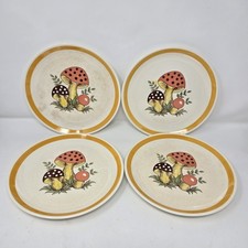 4 Vintage Merry Mushroom Sears & Roebuck Dinner Plates 9 1/2