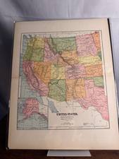 Antique United States Western Section Map Alaska Inset Phillips & Hunt Atlas picture