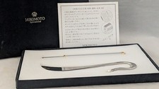 MIKIMOTO International Pearl Bookmark & Ballpoint Pen Gift Set Stationery Silver picture