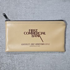 Vintage First Commercial Bank Asheville NC Zipper Deposit Money Bag Fabriko USA picture