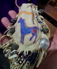 **AWESOME VINTAGE 1950s  NATIVE AMERICAN  HANDMADE MEDICINE BAG VERY NICE * picture