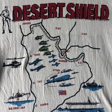 Desert Shield 1990 Hanes Men's Large White picture