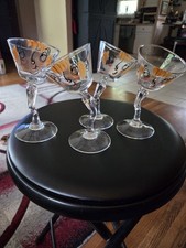 Vintage 50's Set of 4 Gay Fad Beau Brummel Tipsy Martini Bar Glasses PERFECT picture