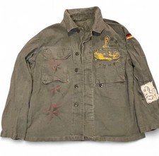 Vintage Reworked German Military Flecktarn Olive Drab Field Shirt Jacket with Cu picture