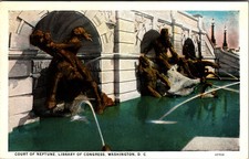 1920s Court of Neptune Library of Congress Washington DC Postcard picture