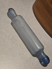 Vintage Hand-Blown Blue Hollow Glass Rolling Pin - Old and Rare picture