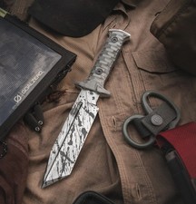 Black Phantom Tanto D2 Steel Fixed Blade Knife Micarta Textured Handle Gift picture