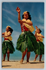 HI, Hawaiian Hula, Pretty Girls, Beach Scene, Vintage Postcard picture