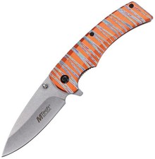 Mtech Linerlock A/O Knife Orange Anodized Aluminum Handle Stonewashed Blade picture