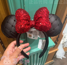 Disney 2026 Original Black Red Minnie Mouse Ear Headband Shanghai Disneyland picture