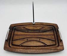 Vintage Mid Century Modern Spiked Meat Carving Board Wooden Tray Japan MCM picture