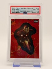 ALPHA 2025 Topps Marvel Comic Book Heroes #75 Iron Man Red Gold 1/5 PSA 10 picture