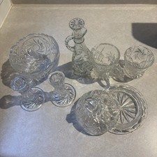 Vintage Crystal Glass Set No Chips Or Dings Starburst Design retro vintage home picture