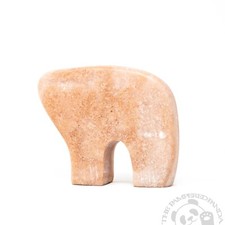 Blush Pink Marble Bear Carving Stone Statue Heavyweight Camping Etched Vintage picture