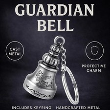Traditional Silver Antique Guardian Bell Metal Keychain for protective energy picture