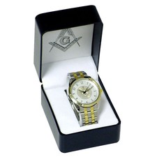 New Silver Tone Masonic Men's Wrist Watch Metal Band Mens Master Free Mason Gift picture