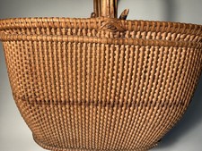 Antique (1870s) French Wicker Oval Harvesting Basket picture