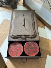 Vintage Metal Spice Box with 6 Red Labeled Spice Containers and Grater picture