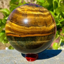 4.4LB Large Natural Tiger Eye Stone Crystal Ball Quartz Healing Sphere Décor picture
