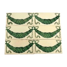 6 PC'S RARE VINTAGE CERAMIC FLOWER TILE MADE IN JAPAN COLLECTABLE picture