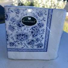 Vintage Gloria Vanderbilt Delft Blue Floral Luncheon Napkins Sealed 16 USA picture