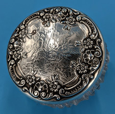 Antique 1919 Gorham Sterling Silver Cut Glass Dresser Vanity Jar Model D2107 picture