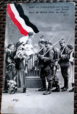 Farewell Scene with German Flag  - WWI Militaria Patriotic Postcard AK Germany picture