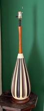 Vintage 1959 Quartite Mid Century MCM Striped Teardrop Table Lamp 1950's picture