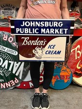 Vintage Style Metal Sign Borden Ice Cream NOT Porcelain 22x16 Made USA picture