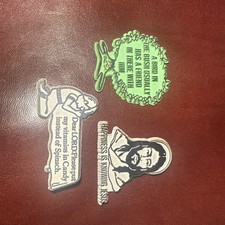 Rare Vintage Rubber Refrigerator Magnets Various Biblical Sayings Lot of 3 picture