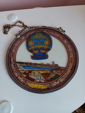 Vintage Stained Glass Historic 1783 Montgolfier Balloon Flight Art Suncatcher picture