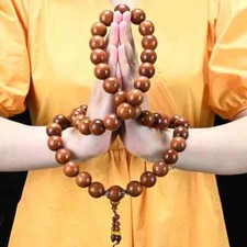 20mm*59 Beads Grade A Natural Huanghauli Wood Prayer Beads Temple Monk Necklace picture