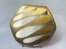 MCM Elgin American Compact Silver & Goldtone Mirrored Powder Box W/Screen & Puff picture