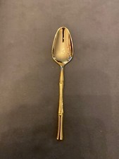 VINTAGE 23K GOLD BAMBOO GOLDEN CANE DESERT SPOON VERMAI picture