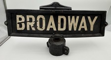 ATQ Cast Iron &Metal Broadway Street Sign Newark NJ Pat 1915 Post Finial Topper picture