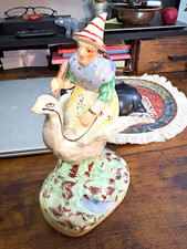 RARE 1890s STAFFORDSHIRE FIGURINE MOTHER GOOSE - hand painted one of a kind picture